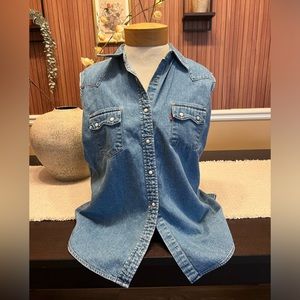 Vintage Levi Denim Button Down Vest Blouse